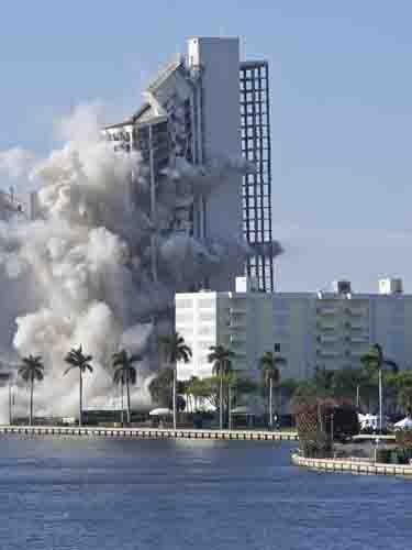 A large building is being demolished