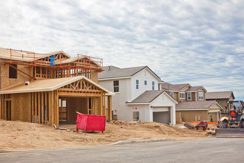 A subdivision is being built in a city